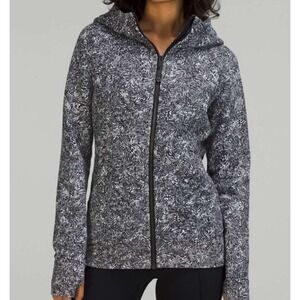 Lululemon Scuba Full-Zip Cotton Terry Hoodie Offbeat Alpine White Black Size 8